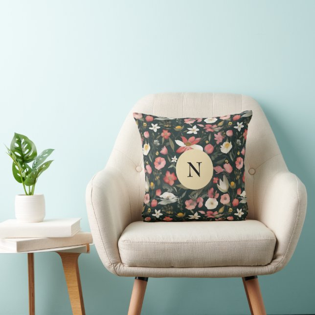 Trendy & Beautiful Wildflowers in Crimson & Sage Cushion (Chair)