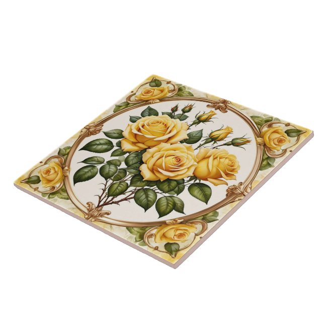 Trendy Beautiful Yellow Rose Collection Tile (Side)