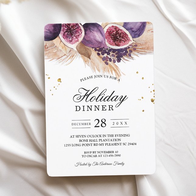 Trendy Beauty Purple Figs & Pampas Invitation (Creator Uploaded)