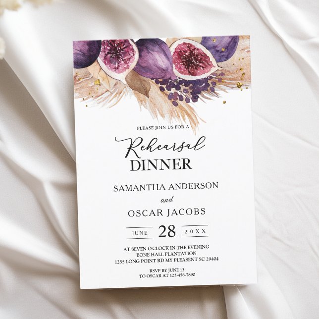 Trendy Beauty Purple Figs & Pampas Invitation (Creator Uploaded)