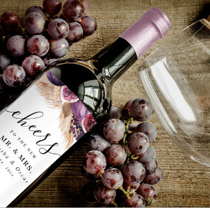 Trendy Beauty Purple Figs & Pampas Wine Label