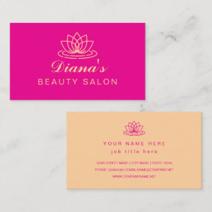 Trendy beauty salon business card with lotus logo