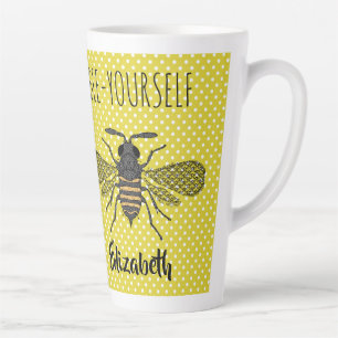 Trendy BEE YOURSELF Yellow Polkadot DECOR Named Latte Mug