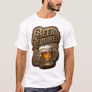 Trendy BEER REQUIRED Slogan Tee