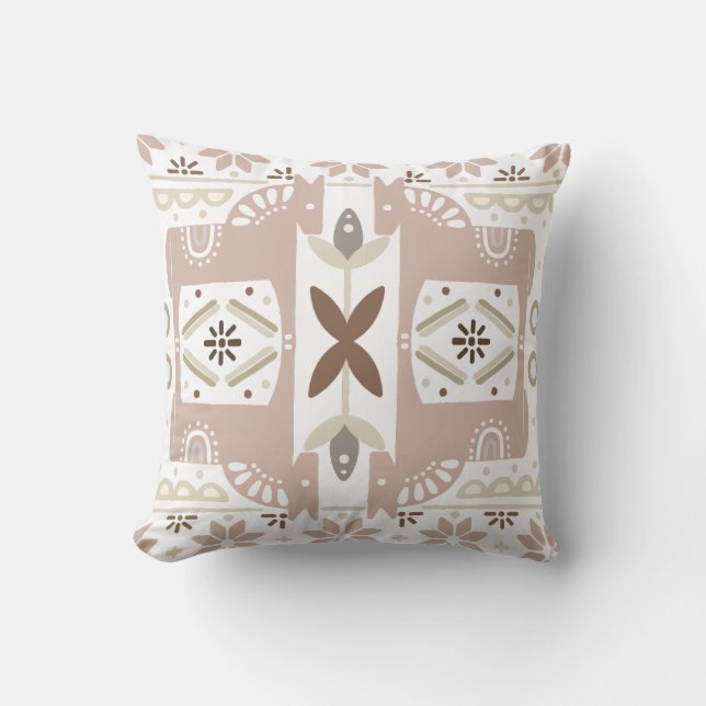 Trendy Beige Aesthetic Christmas Pettern Cushion (Front)