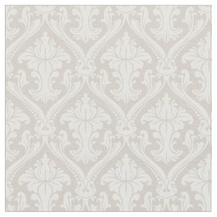 Trendy Beige Baroque Damask Pattern Fabric