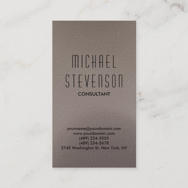 Trendy Beige Grey Simple Plain Business Card (Front)