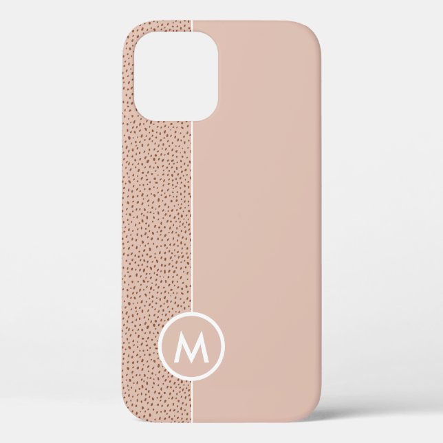 Trendy Beige Monogram with Terracotta Boho Brown  Case-Mate iPhone Case (Back)