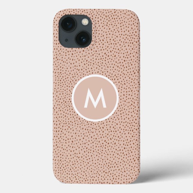 Trendy Beige Monogram with Terracotta Boho Brown  Case-Mate iPhone Case (Back)