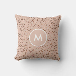 Trendy Beige Monogram with Terracotta Boho Brown Cushion