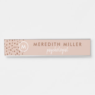 Trendy Beige Monogram with Terracotta Boho Brown  Door Sign