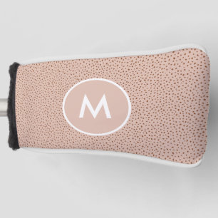 Trendy Beige Monogram with Terracotta Boho Brown  Golf Head Cover