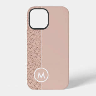 Trendy Beige Monogram with Terracotta Boho Brown  iPhone 12 Case