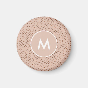Trendy Beige Monogram with Terracotta Boho Brown Magnet