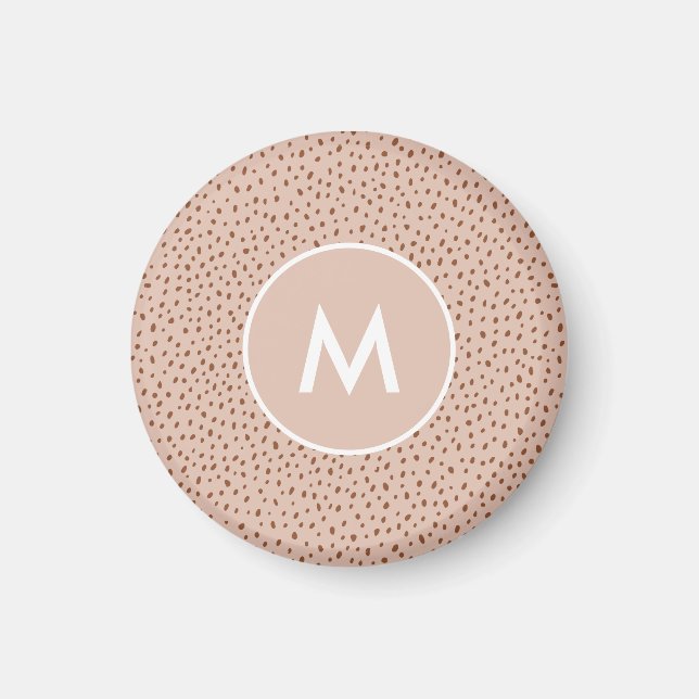 Trendy Beige Monogram with Terracotta Boho Brown  Magnet (Front)