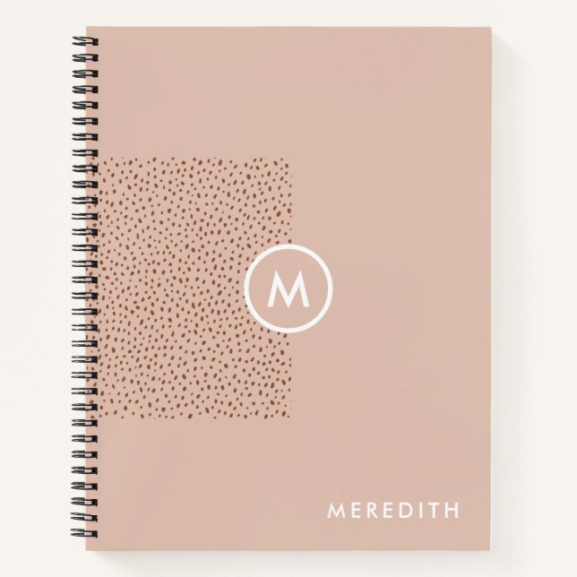 Trendy Beige Monogram with Terracotta Boho Brown  Notebook (Front)
