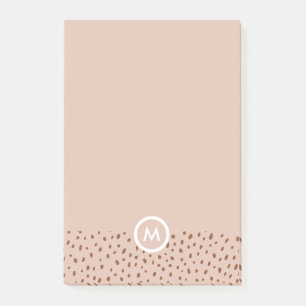 Trendy Beige Monogram with Terracotta Boho Brown  Post-it Notes