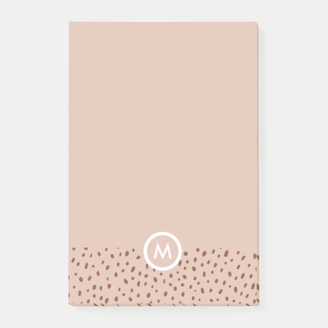 Trendy Beige Monogram with Terracotta Boho Brown  Post-it Notes (Front)