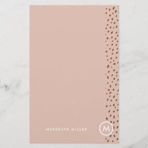 Trendy Beige Monogram with Terracotta Boho Brown  Stationery