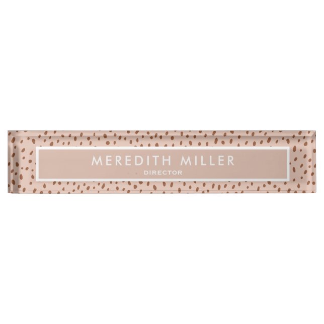 Trendy Beige Name with Terracotta Boho Brown  Nameplate (Front)