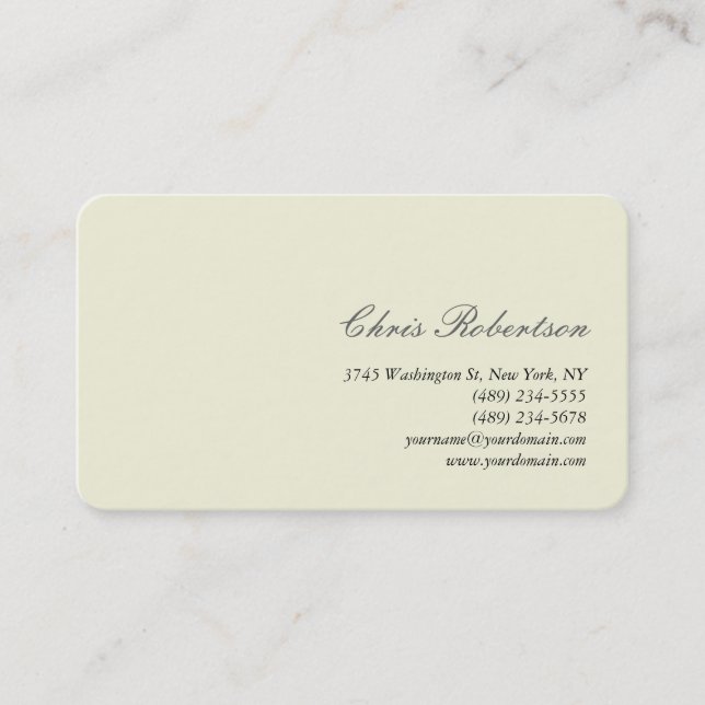 Trendy Beige Round Corner Script Business Card (Front)
