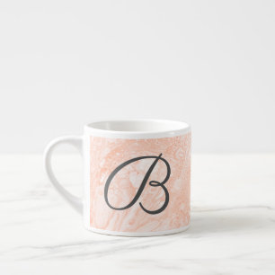 Trendy Beige Swirls Monogram Espresso Cup