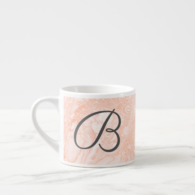 Trendy Beige Swirls | Monogram Espresso Cup (Left)