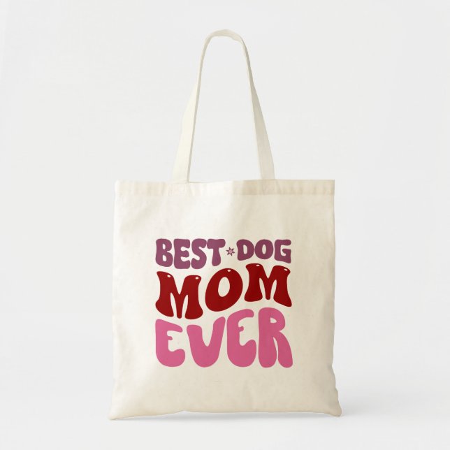Trendy Best Dog Mum Ever Retro Tote Bag (Front)