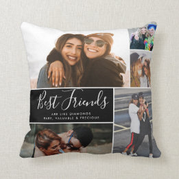 Trendy Best Friends Chic Collage BFF Besties Quote Cushion