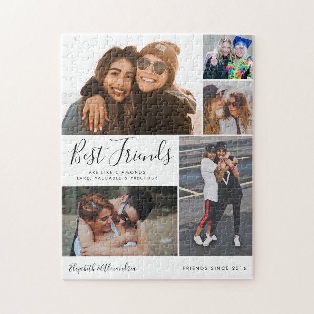 Trendy Best Friends Collage BFF Besties Chic Quote Jigsaw Puzzle (Vertical)