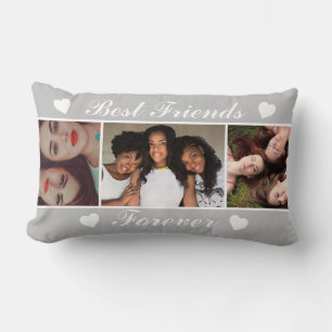 Trendy Best Friends Forever 3 Photos Collage  Lumbar Cushion