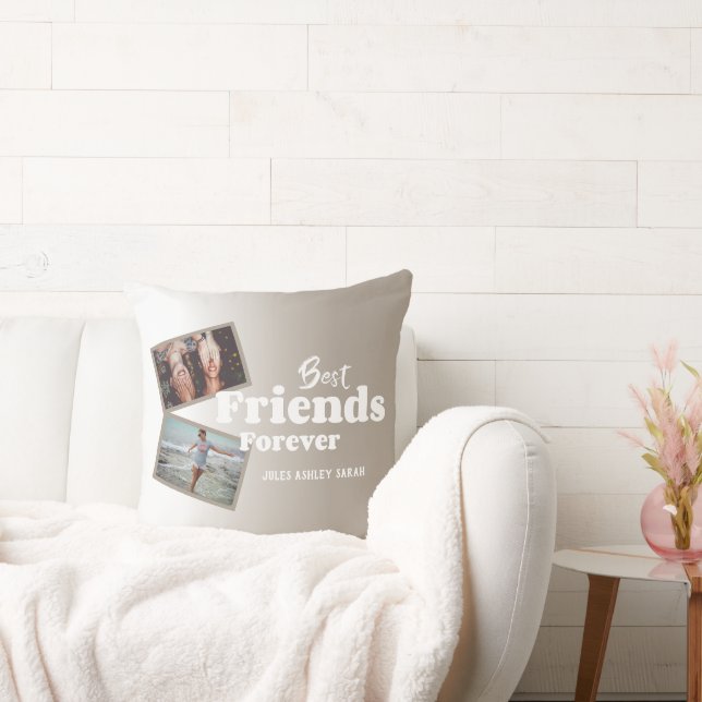 Trendy Best Friends Forever Photo Throw Pillow (Couch)