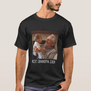 Trendy Best Grandpa Ever Custom Family Photo T-Shirt