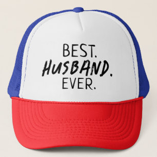 TRENDY BEST HUSBAND EVER BLACK TYPOGRAPHY   TRUCKER HAT
