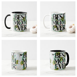 Trendy Best Mum Ever White Floral Modern Coffee Mug