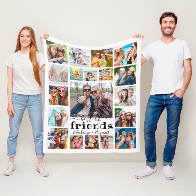 Trendy BEST OF FRIENDS Script 19 Photo Collage Fleece Blanket (In Situ)