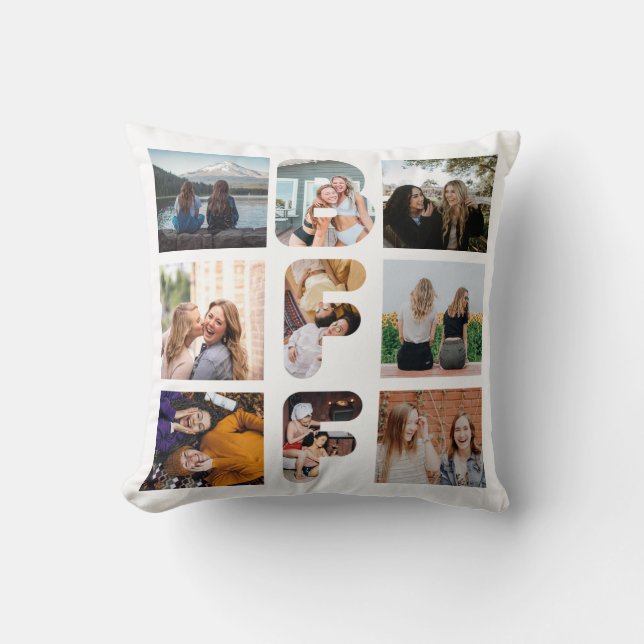 Trendy BFF Best Friend Chic Modern Photo Collage Cushion (Front)