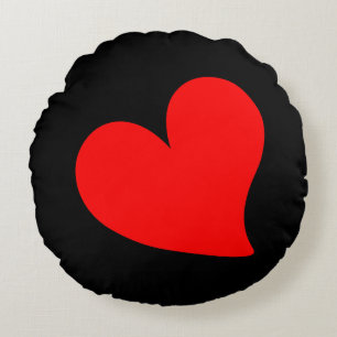 TRENDY BIG RED HEART ROMANTIC VALENTINE ROUND CUSHION