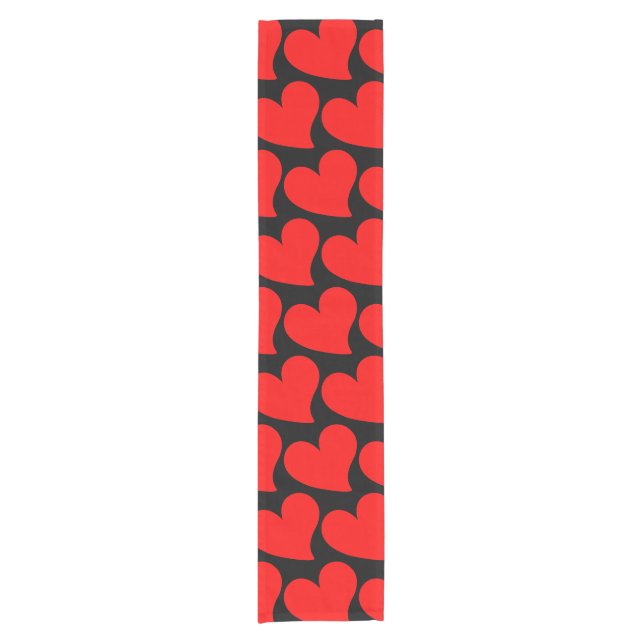 TRENDY BIG RED HEART  ROMANTIC VALENTINE SHORT TABLE RUNNER (Front)