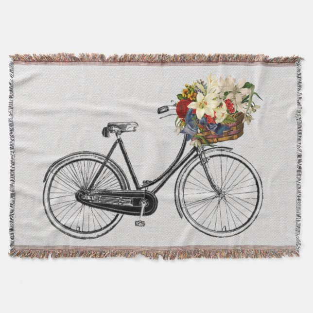 Trendy bike bicycle flower bike throw blanket (Front)