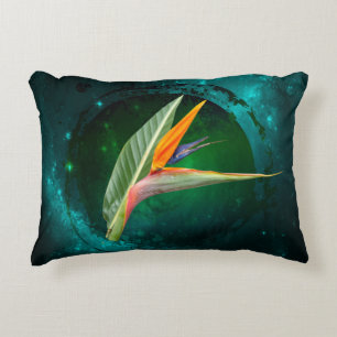 trendy bird of paradise flower floral decorative cushion