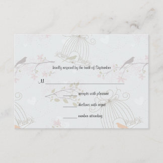 Trendy Birdcages And FlowersWedding Response Card