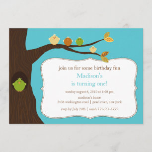 Trendy Birds Birthday Invitation
