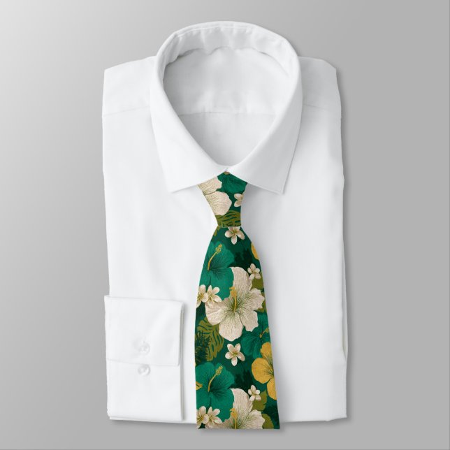 Trendy Birthday Gifts For Husband Tropical Floral Tie (Tied)