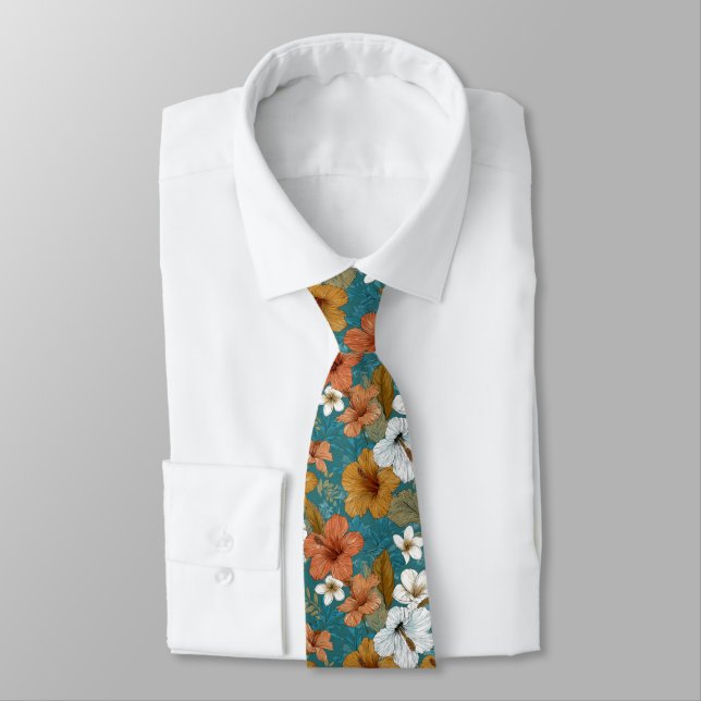 Trendy Birthday Gifts For Husband Tropical Floral Tie (Tied)