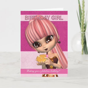 Trendy Birthday Girl Greeting Card Teenager With C