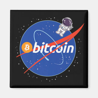 Trendy Bitcoin Astronaut Space Crypto Magnet