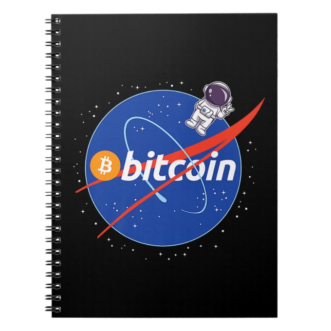 Trendy Bitcoin Astronaut Space Crypto Notebook (Front)