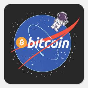 Trendy Bitcoin Astronaut Space Crypto Square Sticker