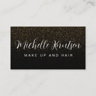 Trendy Black and Gold Makeup Artist Hair Salon Business Card